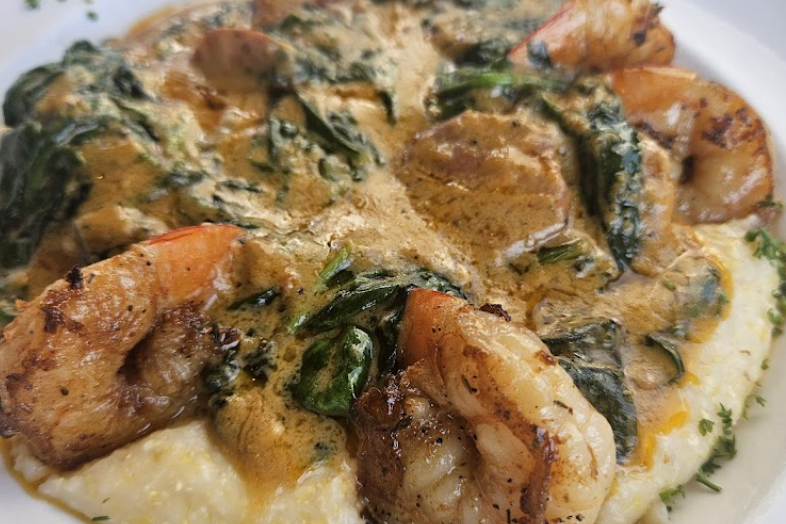 Flavor Hills Restaurant signature dishes Croissant Smash BurgerSweet Heat PlateCajun Shrimp and Grits